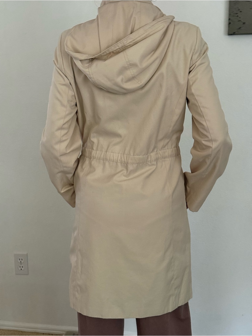 Calvin Klein Cream Hooded Trench Coat